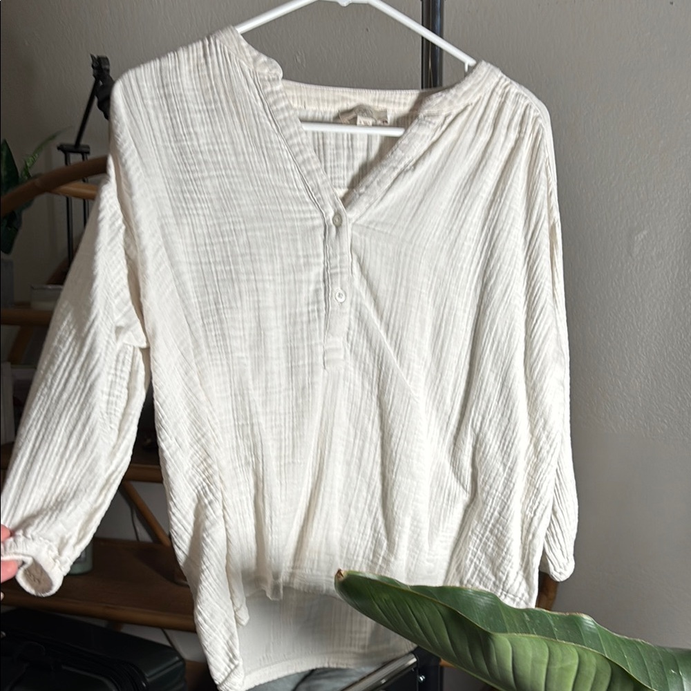 Women's Cream Button-Up Top